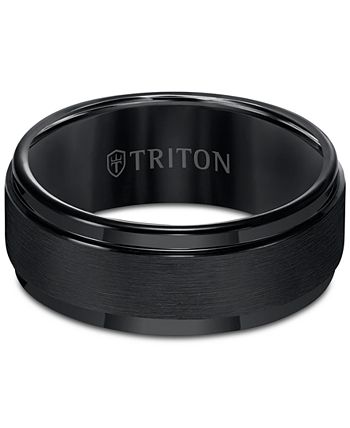 Triton - Brush Finish Edged Comfort Fit Band in Tungsten Carbide