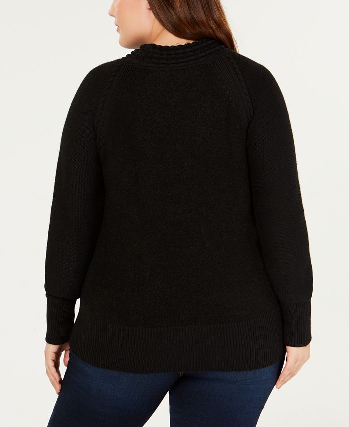 Belldini Black Label Plus Size Contrast Mock-Turtleneck Sweater ...