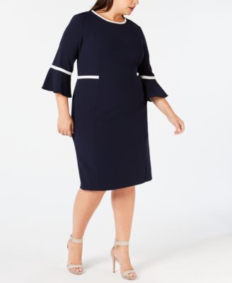 Calvin Klein Women's Plus Bell Sleeve Sheath Dress Pink Size 14W
