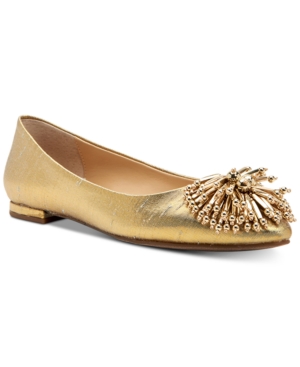 Katy Perry Rayann Shiny Woven Ballet Flats Women's Shoes In Gold
