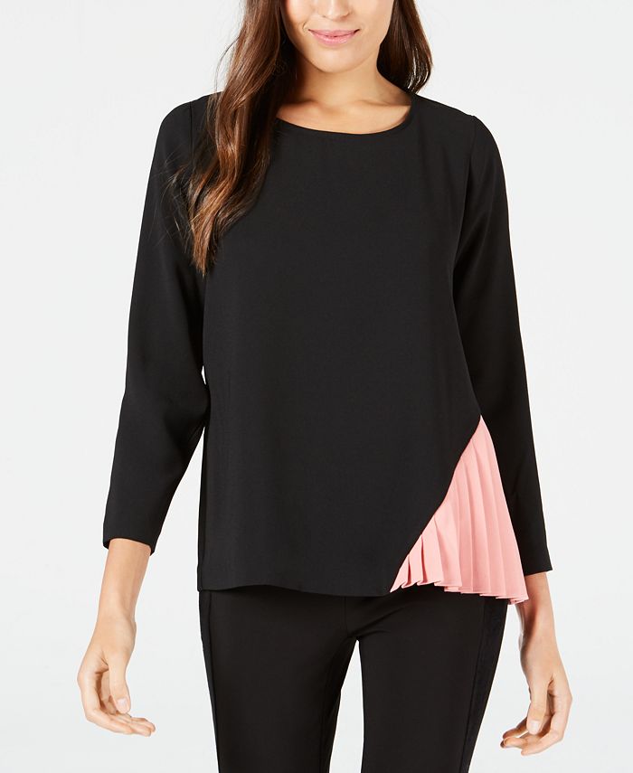 Alfani Colorblocked Pleated-Side Top, Created for Macy's - Macy's