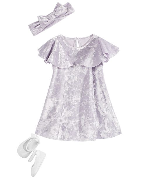 First Impressions Baby Girls Velvet Ruffle Dress Headband