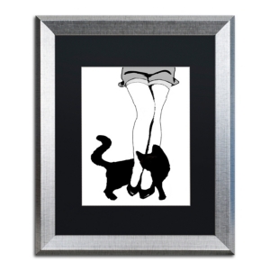 Trademark Global Color Bakery 'black Cat' Matted Framed Art, 16" X 20" In Silver