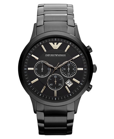 Emporio Armani Watch, Chronograph Black Ion Plated Stainless Steel ...