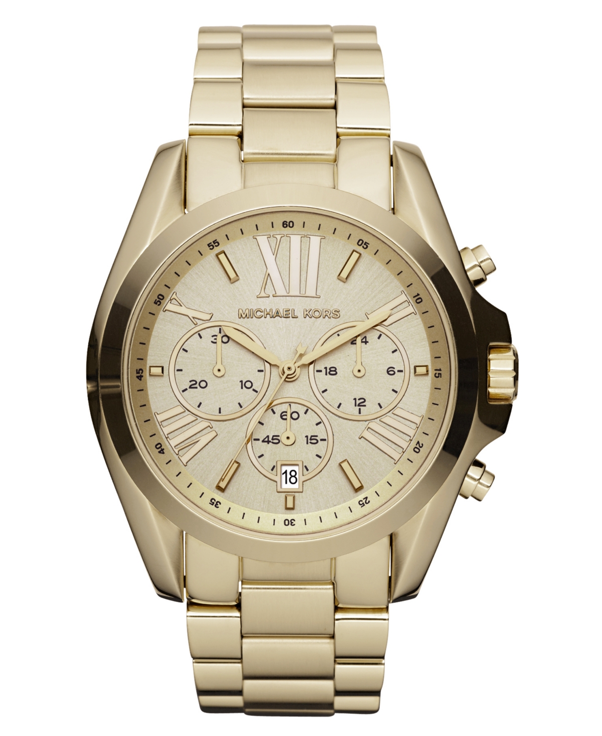 Shop Michael Kors Unisex Chronograph Bradshaw Gold-tone Stainless Steel Bracelet Watch 43mm Mk5605 In No Color