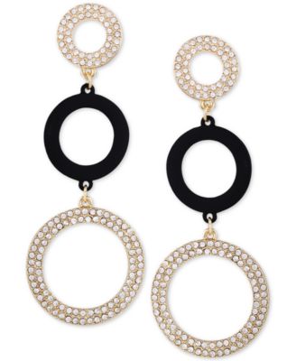 GUESS - Gold-Tone Crystal Pav&eacute; Triple Drop Earrings