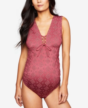 A Pea In The Pod Maternity Tie-Front One-Piece Swimsuit