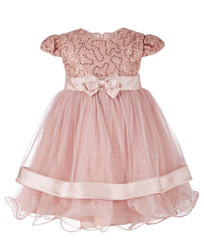 Bonnie Baby Baby Girls Sequin Lace Ballerina Dress - Macy's