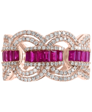 image of Effy Certified Ruby (9/10 ct. t.w.) & Diamond (3/4 ct. t.w.) Ring in 14k Rose Gold
