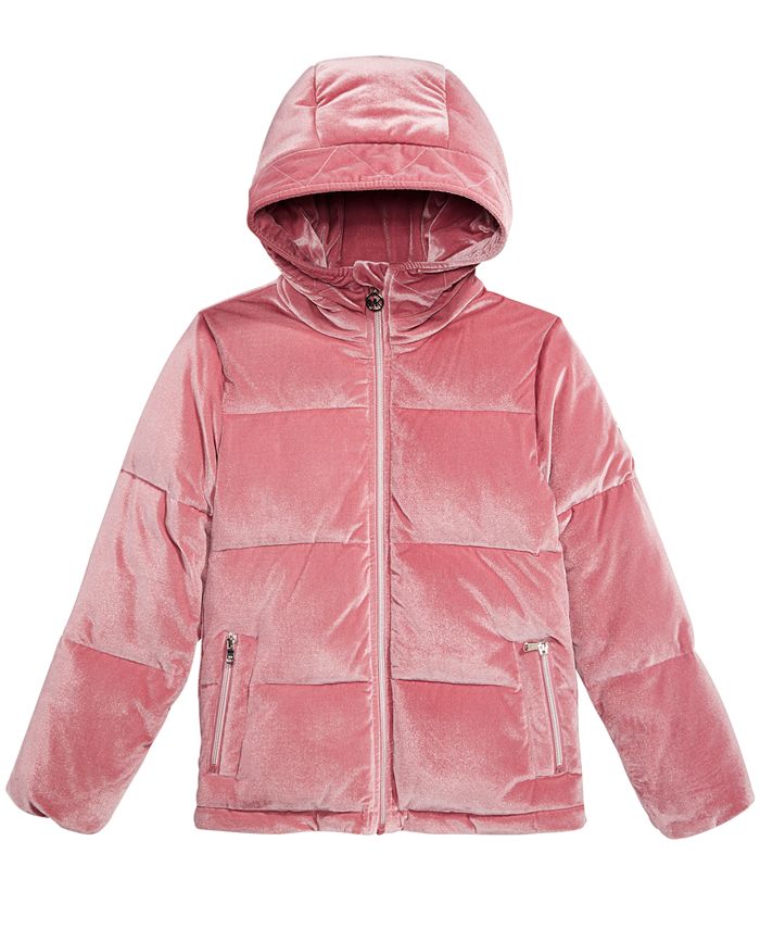 Michael Kors Little Girls Hooded Velvet Puffer Jacket - Macy's