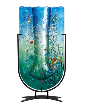 Jasmine Art Glass 22" X 11.5" Tall U Vase Fused Glass In Multi