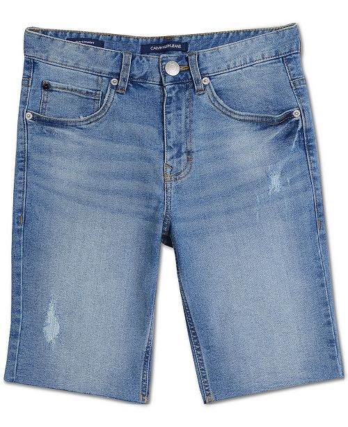 Calvin Klein Big Boys Rip & Repair Denim Jean Shorts & Reviews - Shorts ...