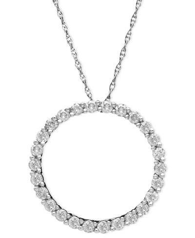 necklace diamond circle pendant open gold 14k necklaces macy main watches jewelry
