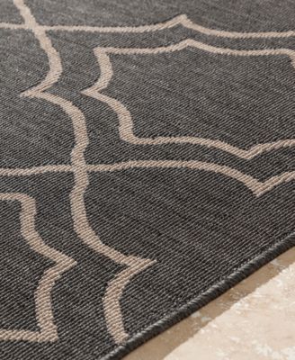 Alfresco ALF-9590 Black 8'9" Round Area Rug, Indoor/Outdoor