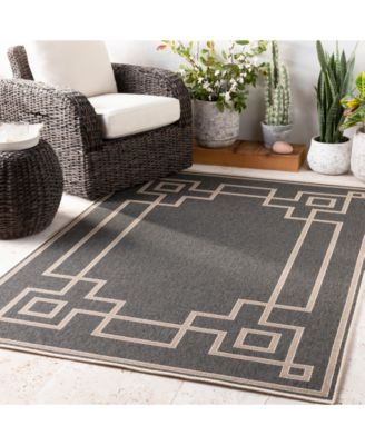 Alfresco ALF-9630 Black 8'9" Round Area Rug, Indoor/Outdoor