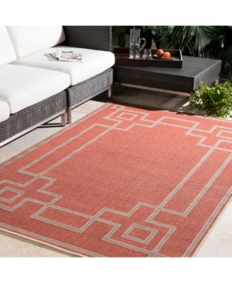 Alfresco ALF-9631 Rust 8'9" Round Area Rug, Indoor/Outdoor