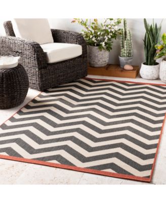 CLOSEOUT! Alfresco ALF-9646 Black 5'3" Round Area Rug, Indoor/Outdoor