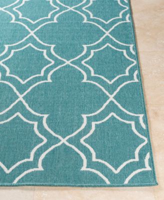 Alfresco ALF-9653 Teal 8'9" x 12'9" Area Rug, Indoor/Outdoor