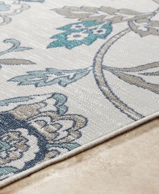 Alfresco ALF-9674 Aqua 8'9" Round Area Rug, Indoor/Outdoor