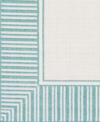 Alfresco ALF-9680 Teal 8'9" Round Area Rug, Indoor/Outdoor