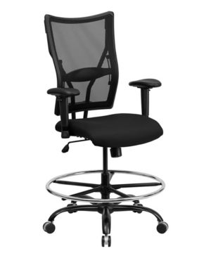 CLICKHERE2SHOP OFFEX 400 LB. CAPACITY BIG & TALL BLACK MESH DRAFTING STOOL WITH ARMS