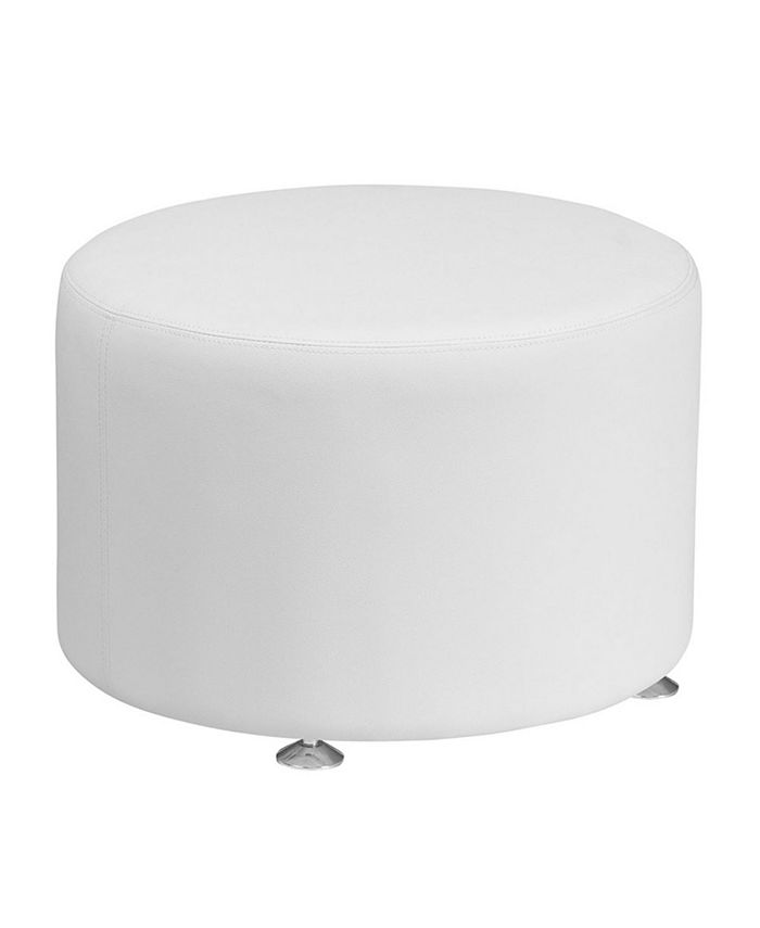 Clickhere2shop Offex White Leather 24'' Round Ottoman - Macy's