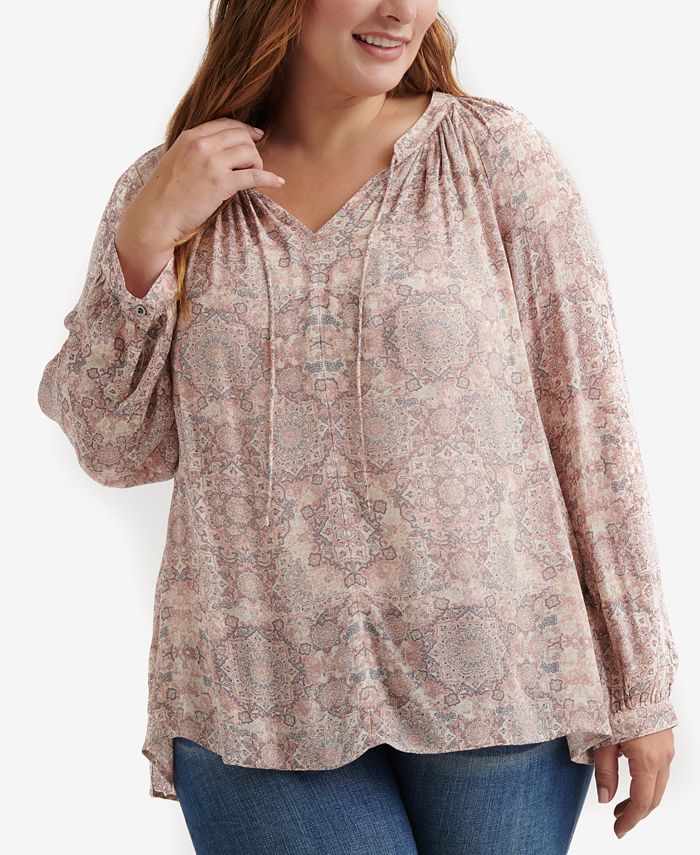 Lucky Brand Plus Size Printed Peasant Top Macy's