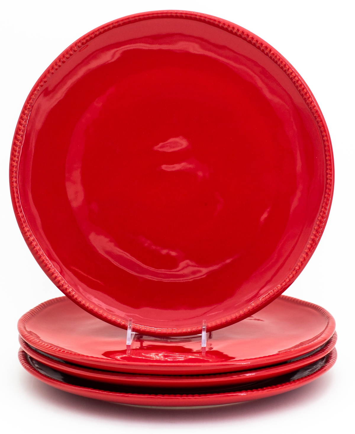 Euro Ceramica Algarve 4 Piece Red Dinner Plate Set
