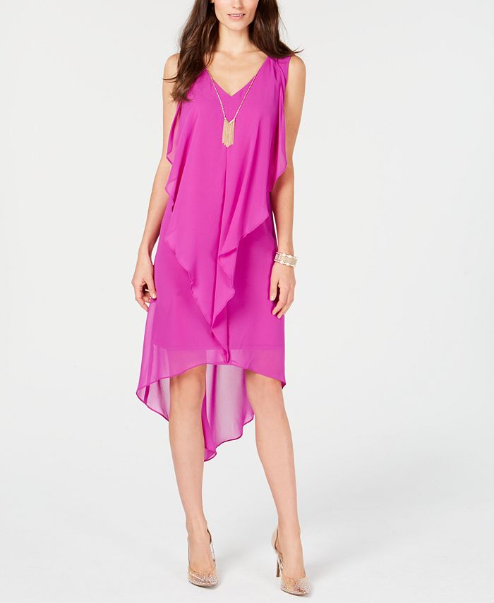 Thalia Sodi High-Low Flutter Dress with Necklace, Created for Macy's ...