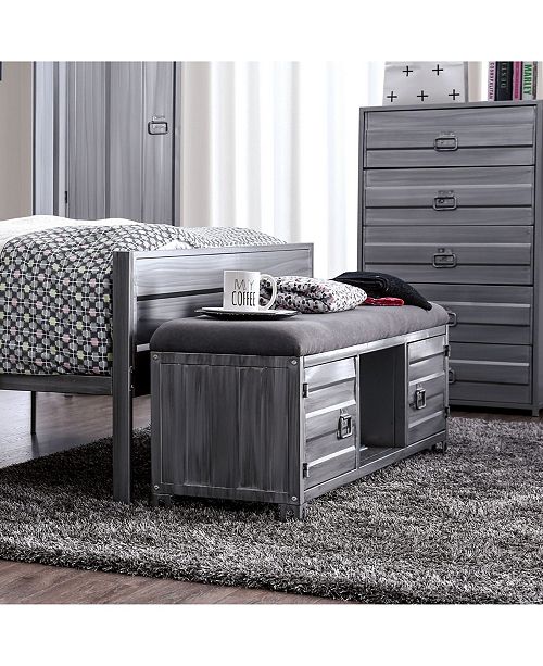 Furniture of America Hazier Industrial Metal Storage Bench ...