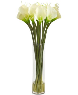 Nearly Natural - 28" Calla Lilly Artificial Arrangement in Glass Cylinder Vase