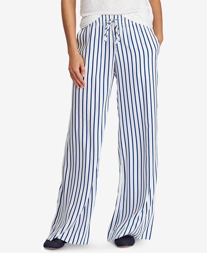 Lauren Ralph Lauren Striped Drawcord Twill Pants - Macy's