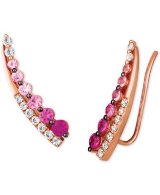Le Vian - Ruby (1/5 ct. t.w.), Pink Sapphire (5/8 ct. t.w.) & White Sapphire (3/8 ct. t.w.) Ear Climbers in 14k Rose Gold