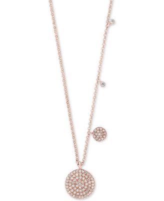 EFFY Collection - Diamond Pav&eacute; Disc 18" Pendant Necklace (1/4 ct. t.w.) in 14k Rose Gold
