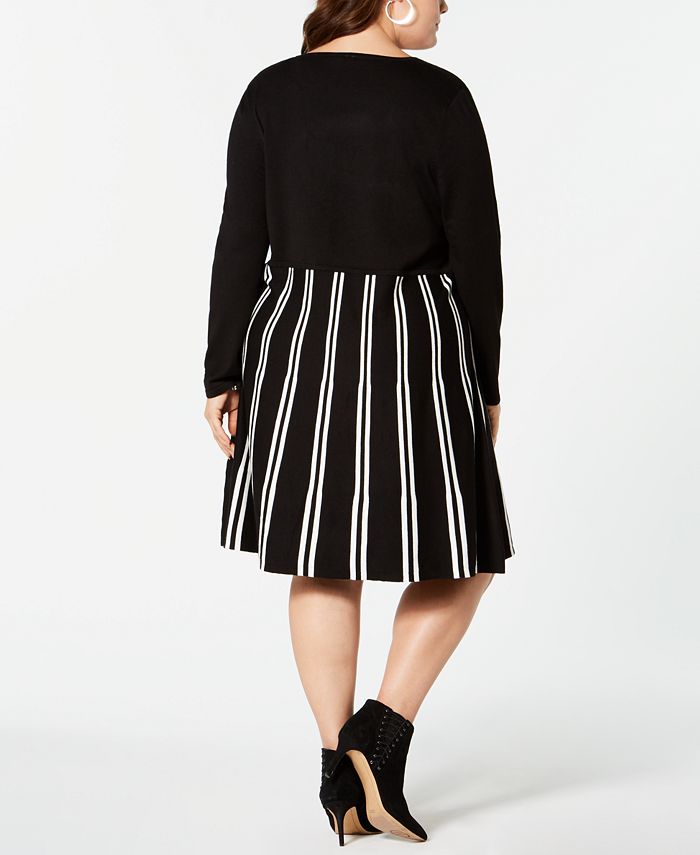 NY Collection Plus Size Striped Sweater Dress - Macy's