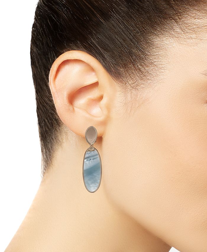 Macy's - Mother-of-Pearl Oval Drop Earrings in 14k Gold-Plated Sterling Silver