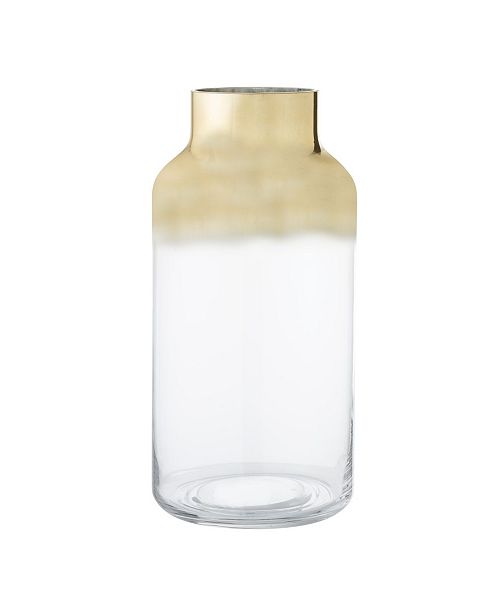 Bloomingville Round Glass Vase With Clear Gold Finish