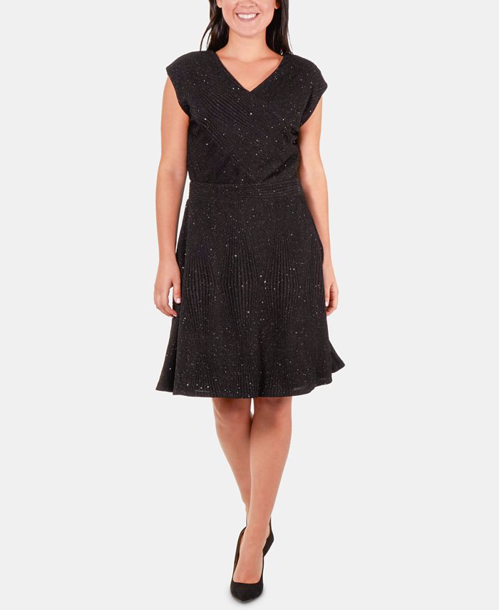 NY Collection Glitter Fit & Flare Dress Macy's