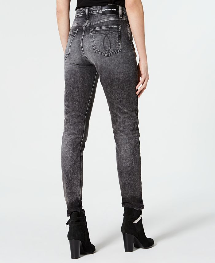 Calvin Klein Jeans Ripped Patched Straight-Leg Jeans - Macy's