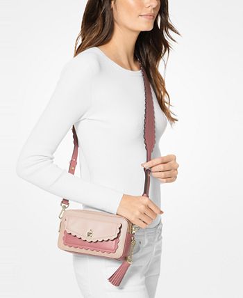 Michael Kors Scalloped Bicolor Pebble Leather Pocket Camera Bag