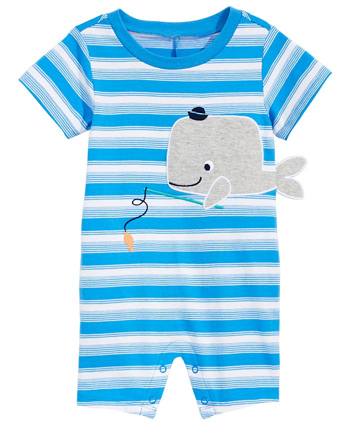 First Impressions Baby Boys Striped Whale Cotton Romper, Created for ...