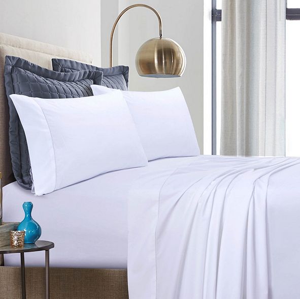 Tribeca Living 500 Thread Count Cotton Percale Extra Deep Pocket Full