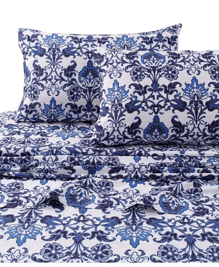 Tribeca Living Catalina Printed 300 Thread Count Extra Deep Pocket Twin