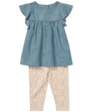 UPC 884733679821 product image for Polo Ralph Lauren Baby Girls Chambray Top & Floral-Print Leggings Set | upcitemdb.com