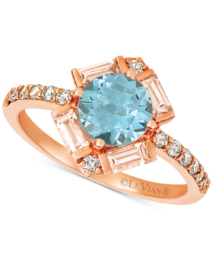 image of Le Vian Baguette Frenzy Multi-Gemstone (1-1/3 ct. t.w.), and Nude Diamond (1/4 ct. t.w.) Ring in 14k Strawberry Gold
