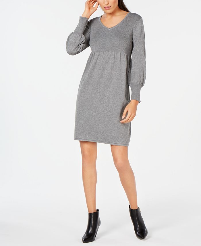 NY Collection Petite Lantern-Sleeve Sweater Dress - Macy's