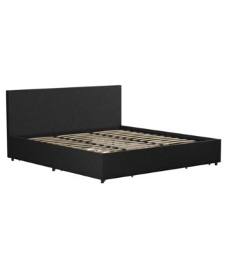 Novogratz Collection - Kelly Upholstered Bed with Storage in Dark Gray Linen