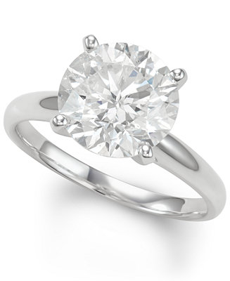Macy's Diamond Solitaire Engagement Ring (4 ct. t.w.) in 14k White 