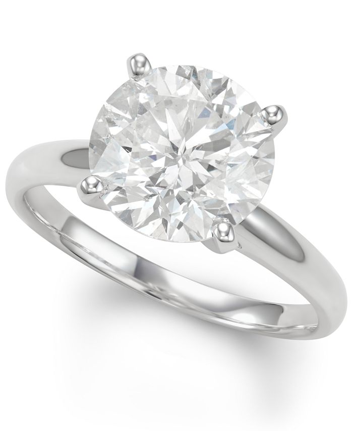 Macy's Diamond Solitaire Engagement Ring (4 ct. t.w.) in 14k White Gold ...
