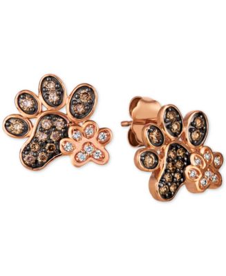 Rose gold paw earrings sale